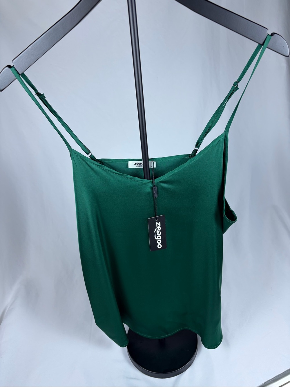 NWT Dark Green Satin‎ Women's Cami Zeagoo